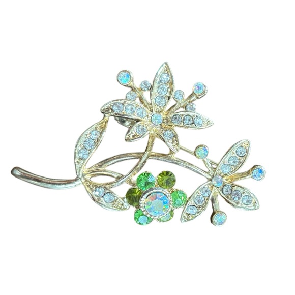 Floral Brooch with Crystals - Picture 1 of 3